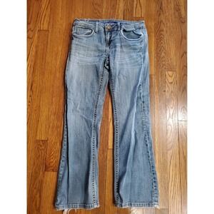 EUC VIGOSS‎ New York Bootcut Blue Stretch Med/Light Distressed Jeans Size 7